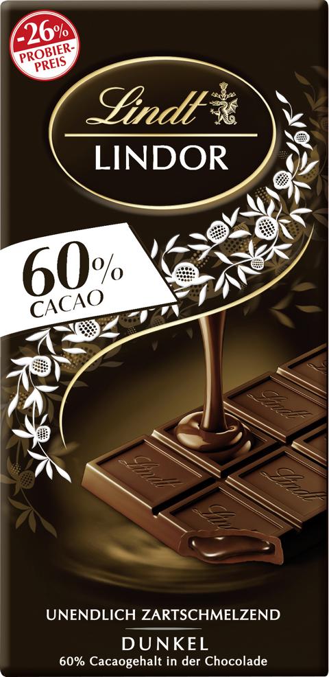Lindt Tafel Lindor 60% Cacao 100 g -26% Probierpreis